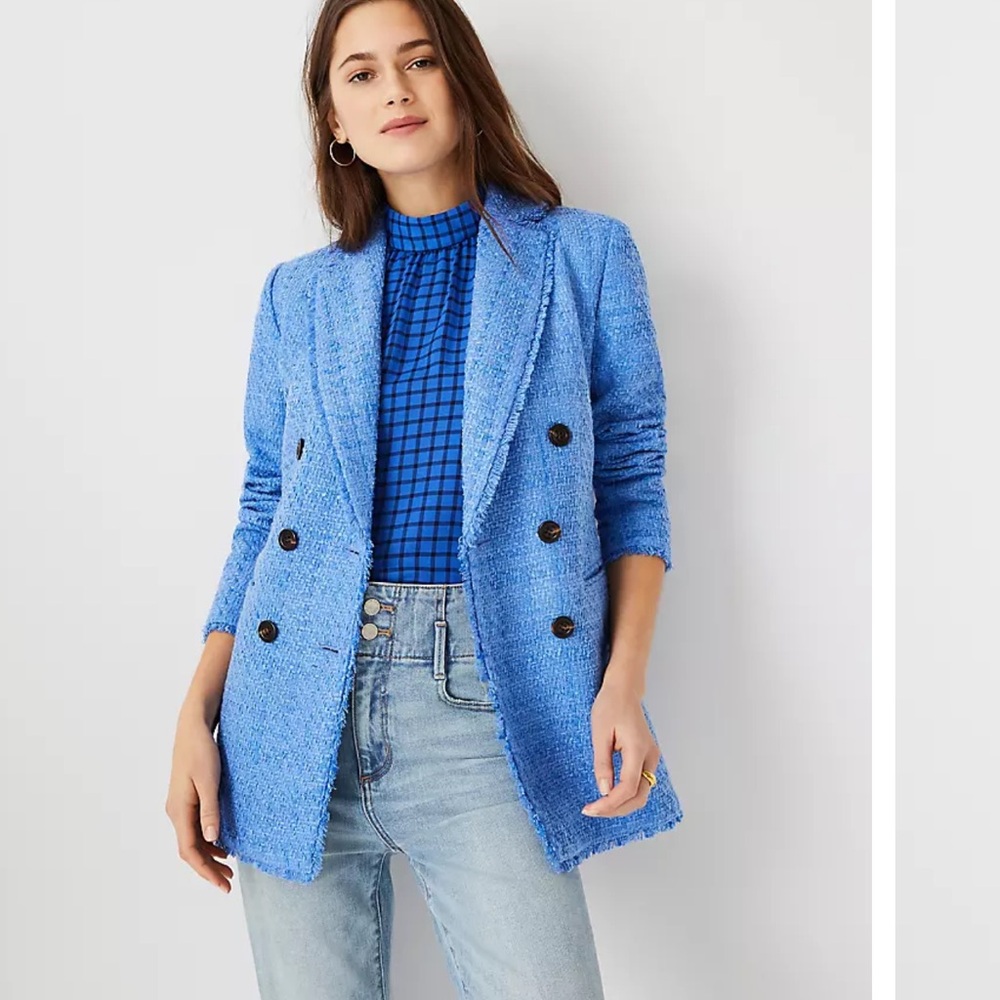 NWT Ann Taylor Fringe Double Breasted Blazer